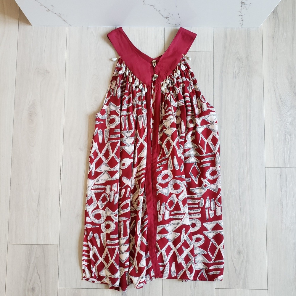 Black Magic Dress Womens Plus Red Geometric Sea Shell Tank Top Sleeveless Tunic